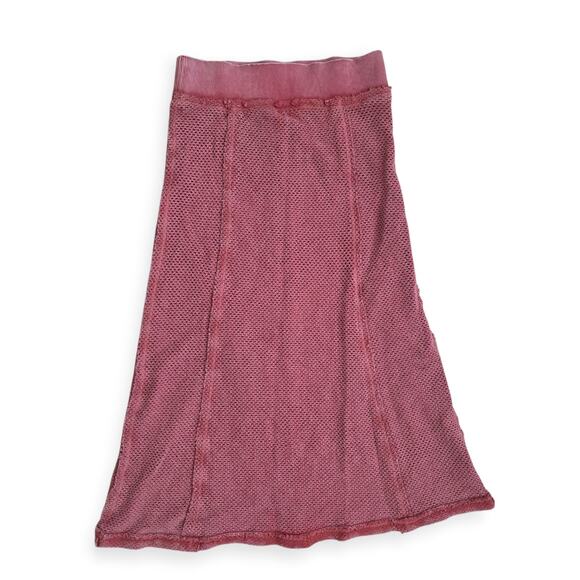 Free People Dresses & Skirts - Free People Boho Knit High Waist Midi Skirt Red/Mauve Skirt Women Sz M